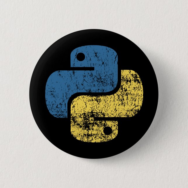 Phyton Programming Languange Retro Logo Button (Front)