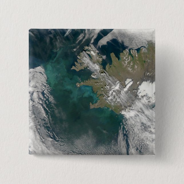 Phytoplankton bloom in the North Atlantic Ocean 15 Cm Square Badge (Front)