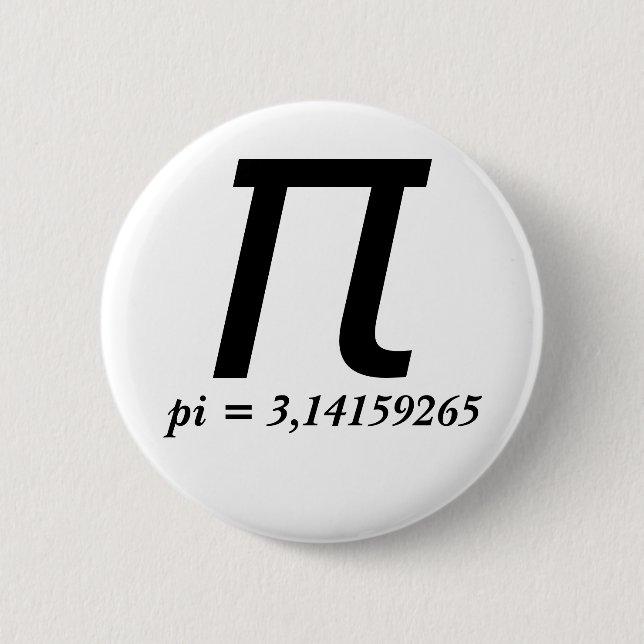 pi = 3,14159265 6 cm round badge (Front)