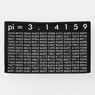 pi= 3.14159 Black White Math Science pi Day Digits Banner