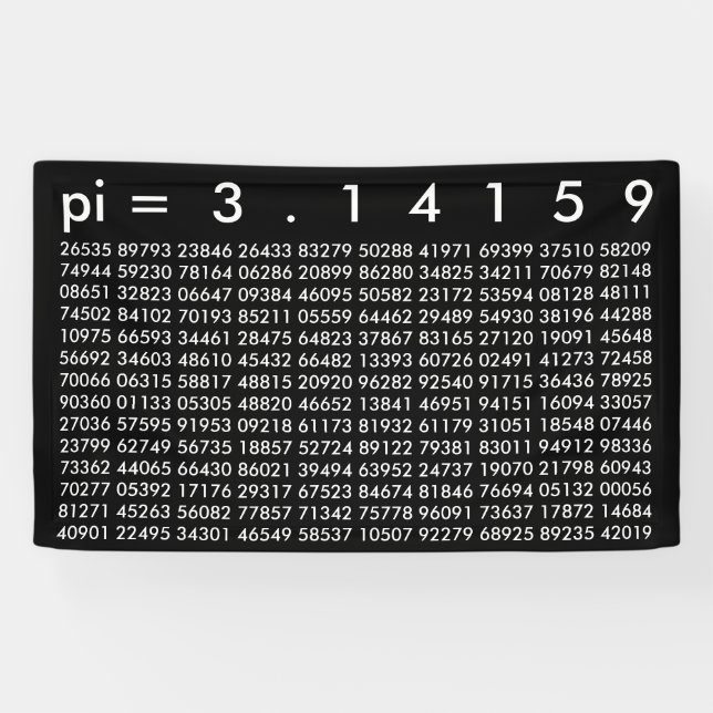 pi= 3.14159 Black White Math Science pi Day Digits Banner (Horizontal)