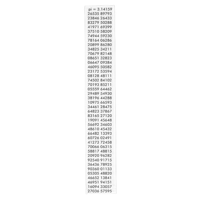 pi= 3.14159 Black White Math Science pi Day Digits Long Table Runner (Front)