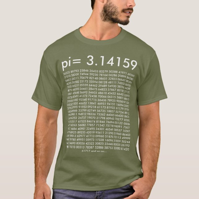 pi= 3.14159 Math Science Fashion pi Day Digits T-Shirt (Front)