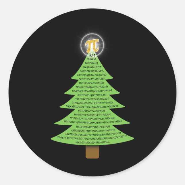 Pi 3.14 Christmas Tree Gift For Math Lovers Studen Classic Round Sticker (Front)