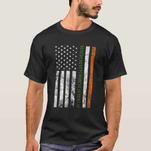Pi 3.14 St Patricks Day American Flag Ireland Iris T-Shirt