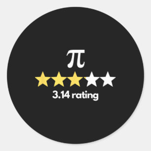 Pi 3.14 Star Rating Funny Pi Humour Pi Day Novelty Classic Round Sticker