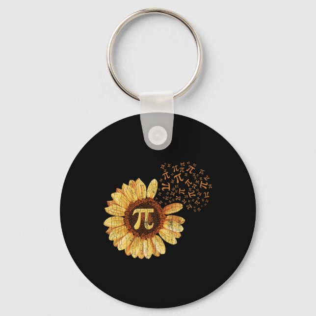 Pi Apparel Pi Day Sunflower Attire Math Funny Gift Key Ring (Front)