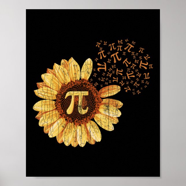 Pi Apparel Pi Day Sunflower Attire Math Funny Gift Poster (Front)