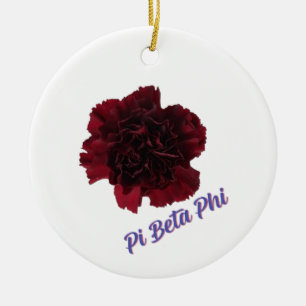 Pi Beta Phi College Greek Sorority Wine Red Carnat Ceramic Tree Decoration