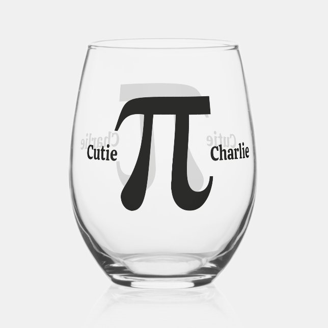 Pi / Cutie Pie custom name Stemless Wine Glass (Front)