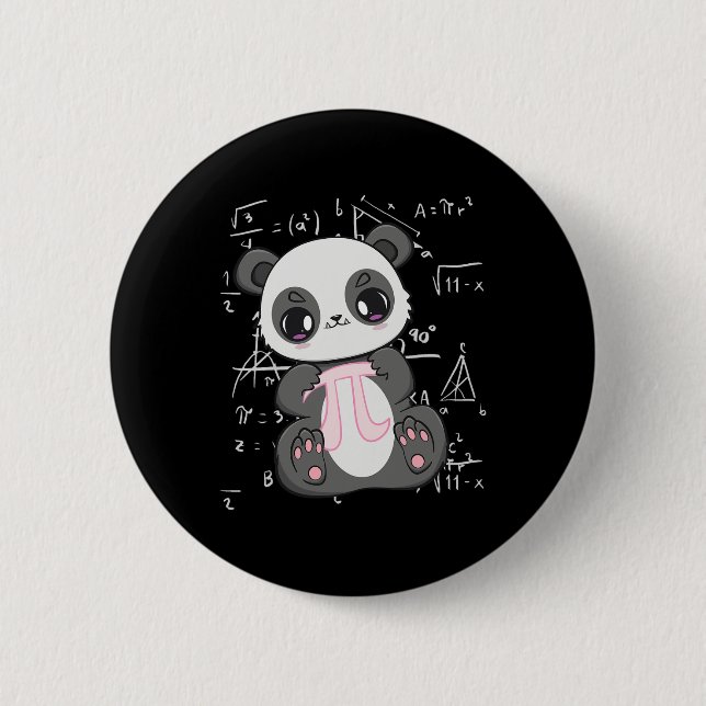 Pi Day 3.14159 Algebra Mathematic Anime Panda Bear 6 Cm Round Badge (Front)