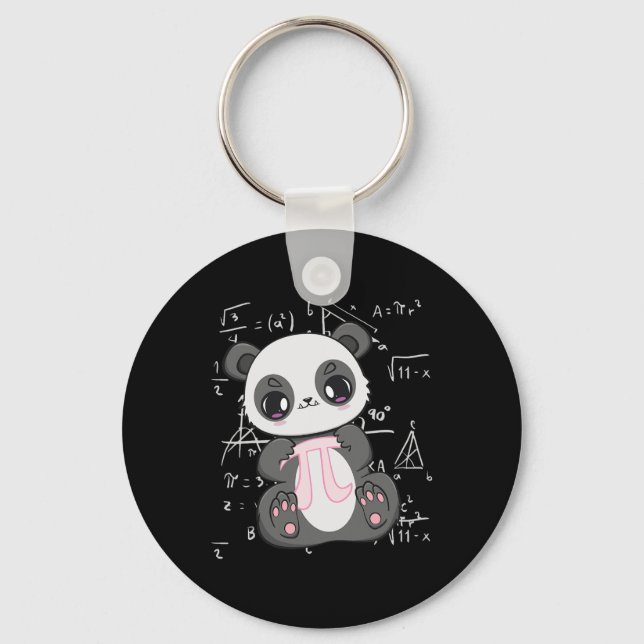 Pi Day 3.14159 Algebra Mathematic Anime Panda Bear Key Ring (Front)
