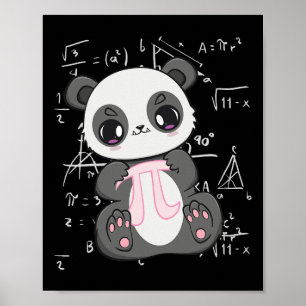 Pi Day 3.14159 Algebra Mathematic Anime Panda Bear Poster