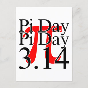 Pi Day 3.14 Black And Red Postcard