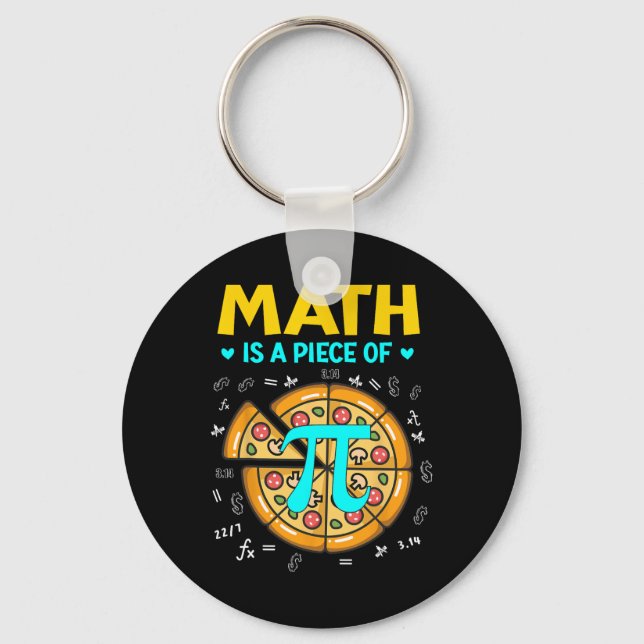 Pi Day 3.14 Math Is A Piece Of Pizza Bitcoin Start Key Ring (Front)