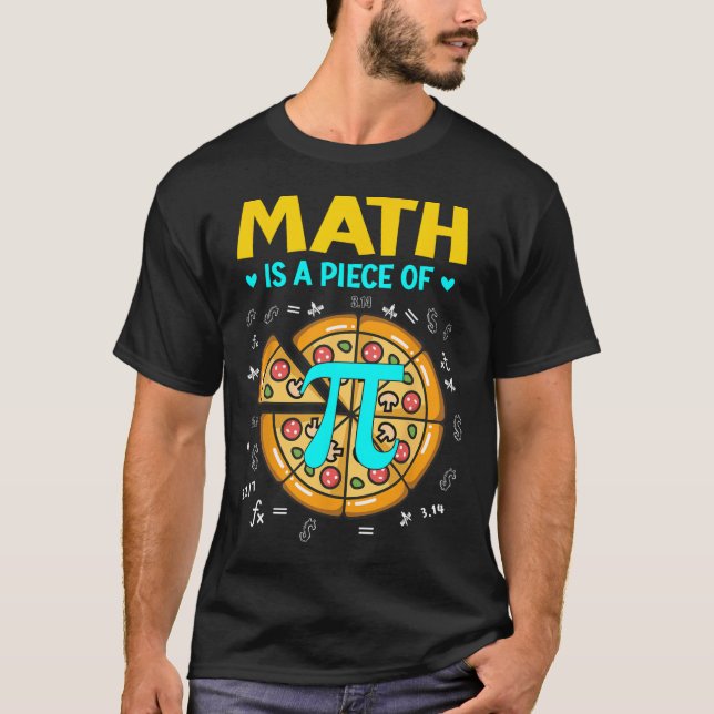 Pi Day 3.14 Math Is A Piece Of Pizza Bitcoin Start T-Shirt (Front)