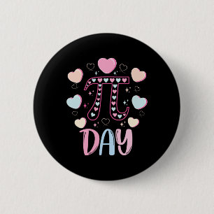 Pi Day 3.14 Pi Symbol Funny Pi Day Candy Heart Mat 6 Cm Round Badge