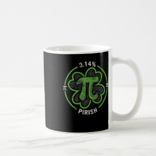 Pi Day 3.14 % Pirish Vintage Irish Shamrock St Pat Coffee Mug