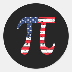 Pi Day American Flag Patriotic Math Nerd 3.14 Funn Classic Round Sticker