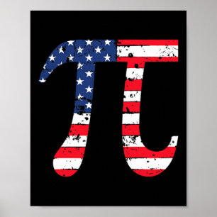 Pi Day American Flag Patriotic Math Nerd 3.14 Funn Poster