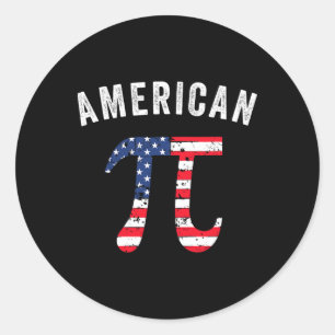 Pi Day American Flag Patriotic Math Nerd 3.14 July Classic Round Sticker