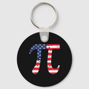 Pi Day American Flag Patriotic Math Nerd Geek 3.14 Key Ring