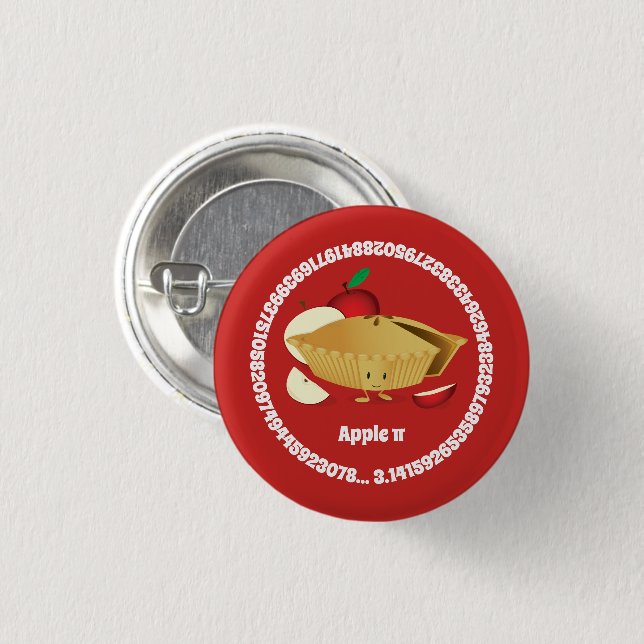 Pi Day Apple Pie Cartoon Character Numbers 3 Cm Round Badge (Front & Back)