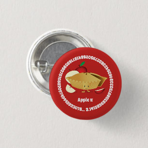Pi Day Apple Pie Cartoon Character Numbers 3 Cm Round Badge
