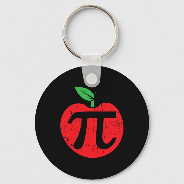 Pi Day Apple Pie Pun 3.14 Cute Math Lover Teacher  Key Ring (Front)