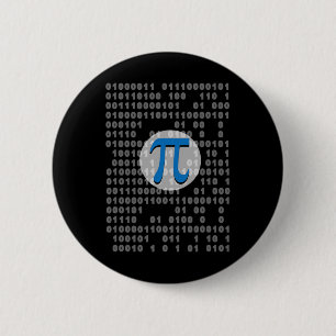 Pi Day Ascii Binary Code 3.14 Pi Symbol Math Nerd 6 Cm Round Badge