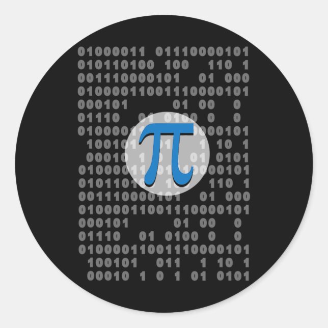 Pi Day Ascii Binary Code 3.14 Pi Symbol Math Nerd  Classic Round Sticker (Front)