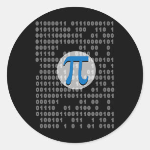 Pi Day Ascii Binary Code 3.14 Pi Symbol Math Nerd  Classic Round Sticker