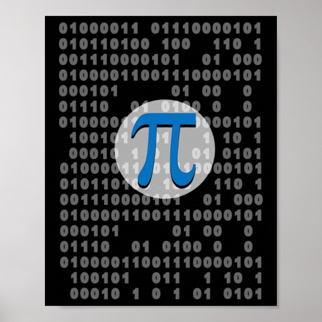 Pi Day Ascii Binary Code 3.14 Pi Symbol Math Nerd  Poster (Front)