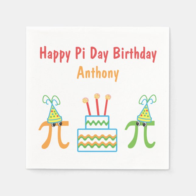 Pi Day Birthday Personalised Paper Napkins (Front)