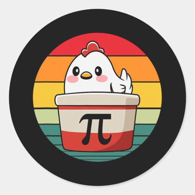 Pi Day Chicken Pot Pie Funny Math Teacher Nerd Gee Classic Round Sticker (Front)