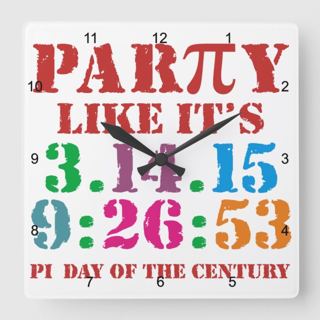Pi day clock ultimate 2015 3.14.15 9:26:53 clock (Front)