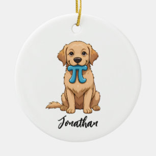 Pi Day Dog With Pi Symbol   Happy Pi Day Ceramic Tree Decoration