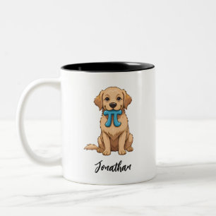 Pi Day Dog With Pi Symbol   Happy Pi Day Two-Tone Coffee Mug
