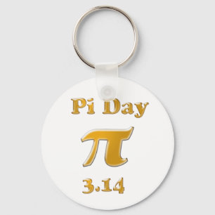Pi Day Gold on White Key Ring