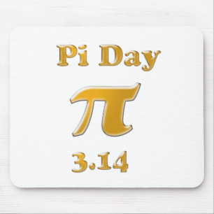 Pi Day Gold on White Mouse Mat