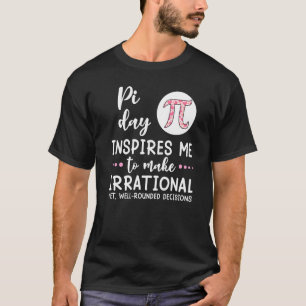 Pi Day Inspires Me Math   Pi Symbol Hearts Print T-Shirt