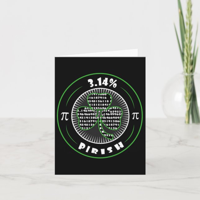 Pi Day Irish Shamrock Clover Pirish Math Lover Gee Card (Front)