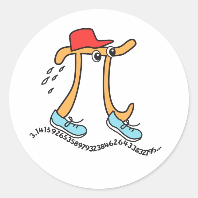 Pi Day - Long Running Pi - Funny Pi Guy Stickers (Front)