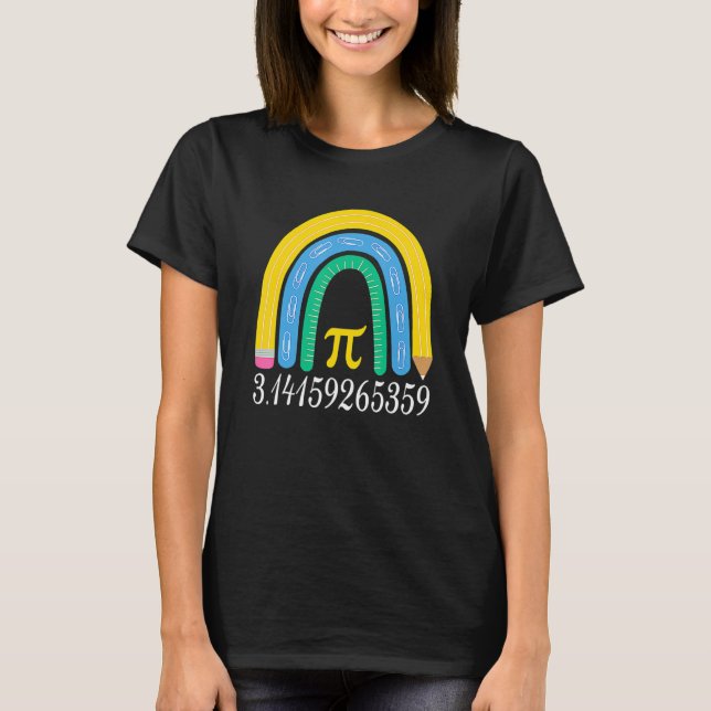 Pi Day Matching Math Physic Teacher Rainbow Funny  T-Shirt (Front)