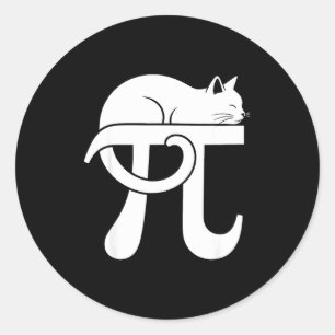 Pi Day Math Cat Nerd Comedy Teacher Student Pi Day Classic Round Sticker
