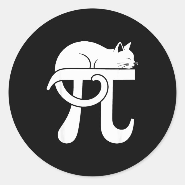 Pi Day Math Cat Nerd Comedy Teacher Student Pi Day Classic Round Sticker (Front)