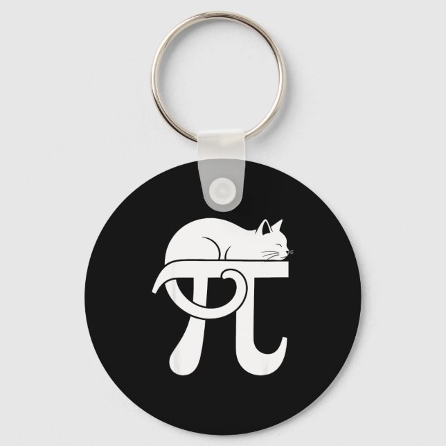 Pi Day Math Cat Nerd Comedy Teacher Student Pi Day Key Ring (Front)