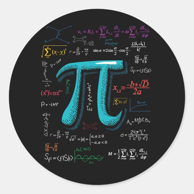 Pi Day Math Equation Mathematic Teacher Student Classic Round Sticker (Front)