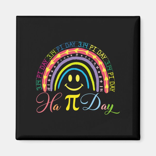 Pi Day Math Number Rainbow Happy Pi Day Fun Smile  Magnet (Front)