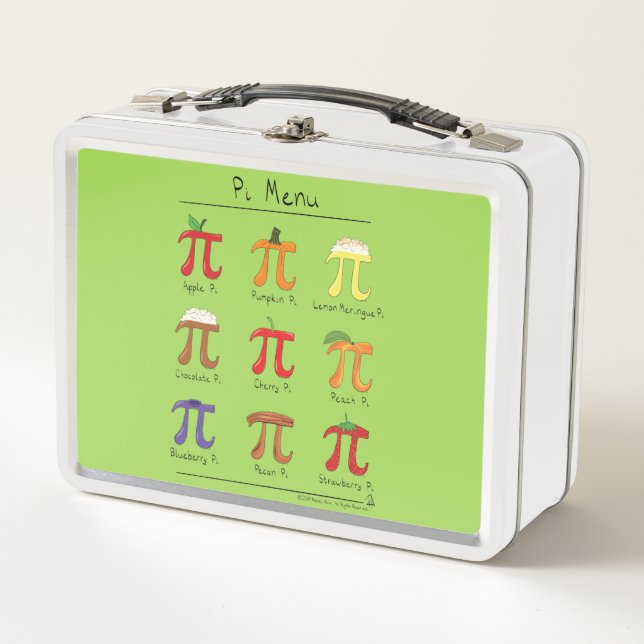 Pi Day Menu Cute Funny Math Metal Lunch Box (Front)